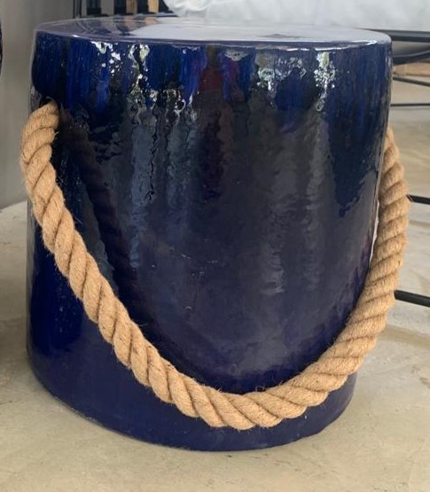 MARITIME  STOOL WITH ROPE- Royal Blue