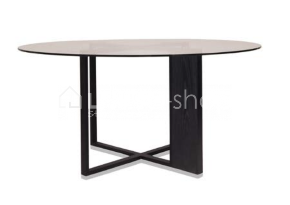 [PORTO 02-160-1-228] PORTO ROUND DINING TABLE, SMOKED OAK + GUN METAL
