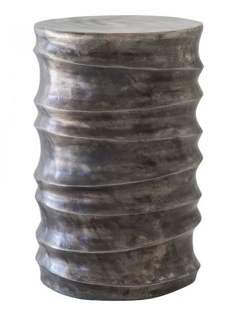 SCULPTURED STOOL -  Aged Pewter
