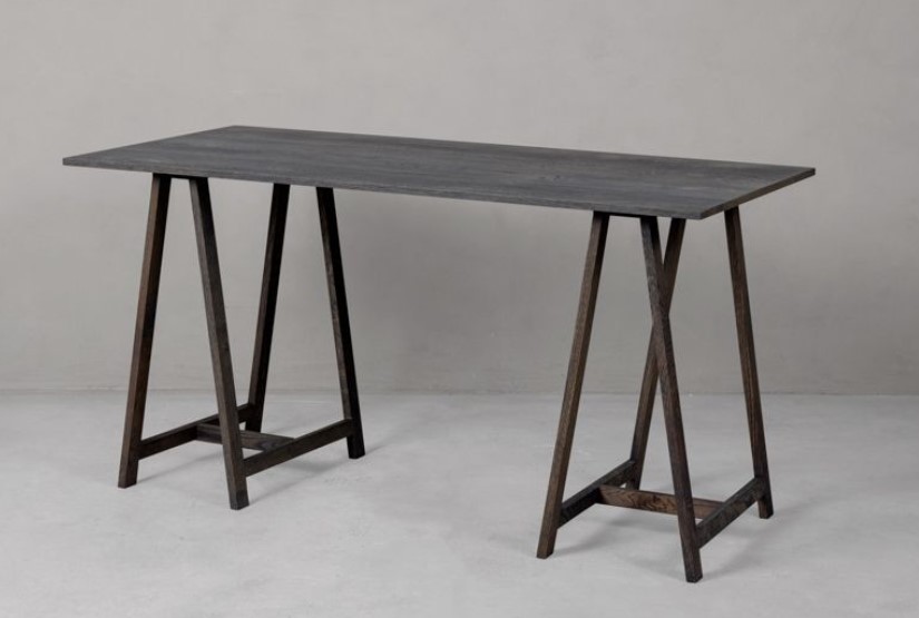 ARTISAN DESK-  Oak Ebony Trestles & Top1