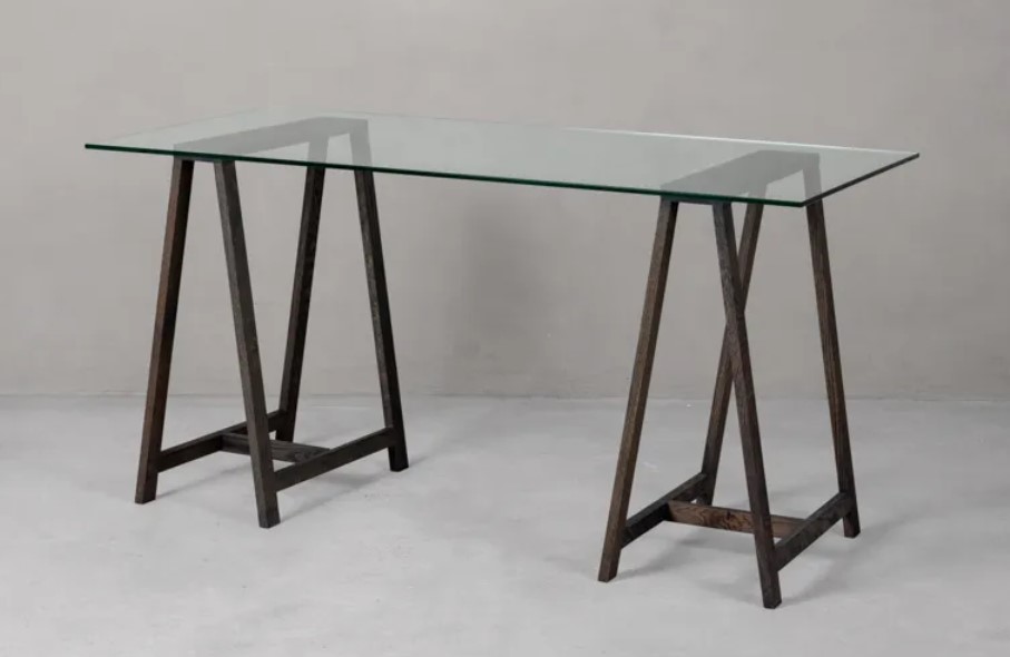 Artisan Desk | Oak Ebony | Glass | Trestles