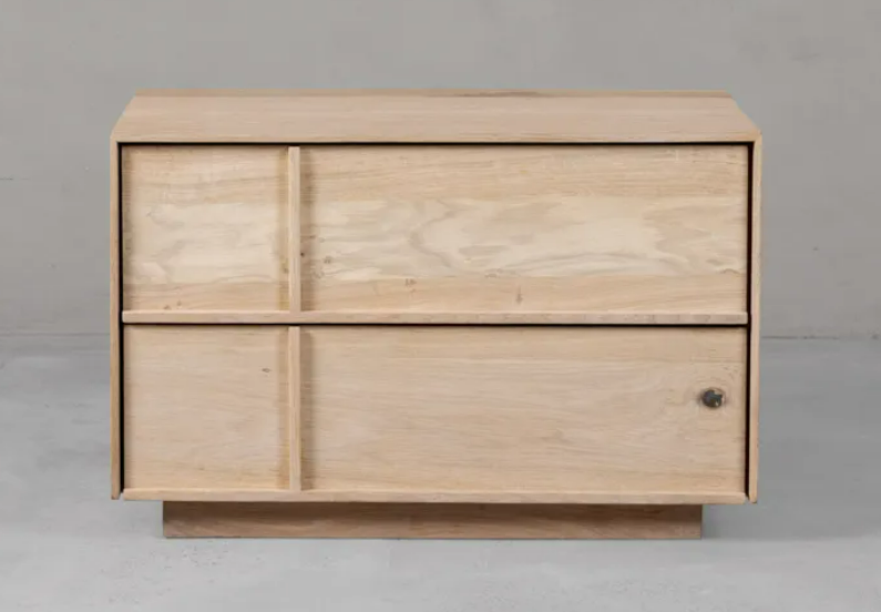 [CONTFURN9251] GINZA PEDESTAL 2 DRAWER L70 X W40- Natural Oak