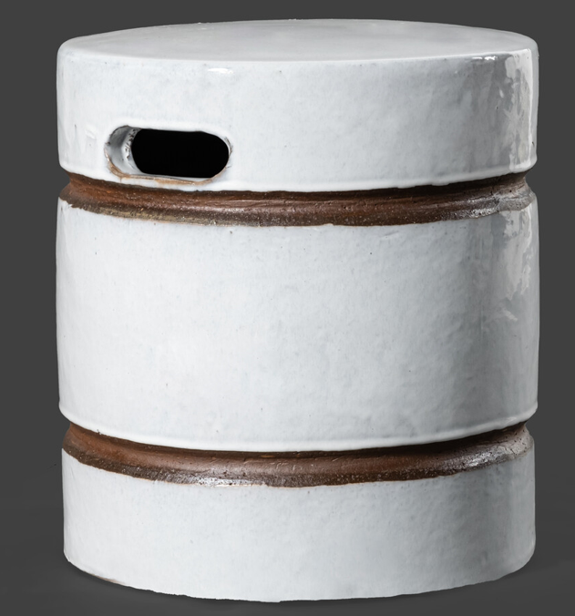 ATLANTIC GROOVE STOOL H42 - White/Terracotta