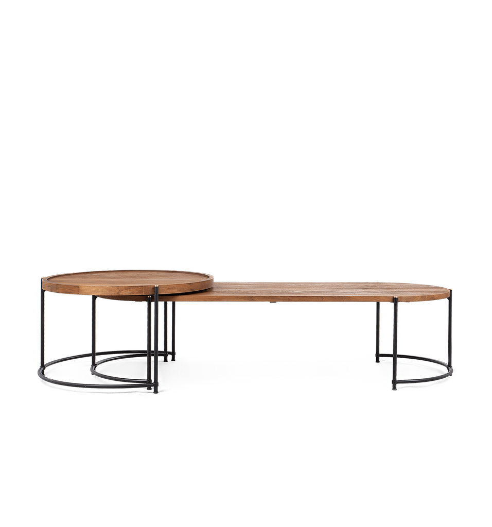 COCO ECLIPSE COFFEE TABLE SET OF TWO - L76/143 X W76/63 - Black and Natural