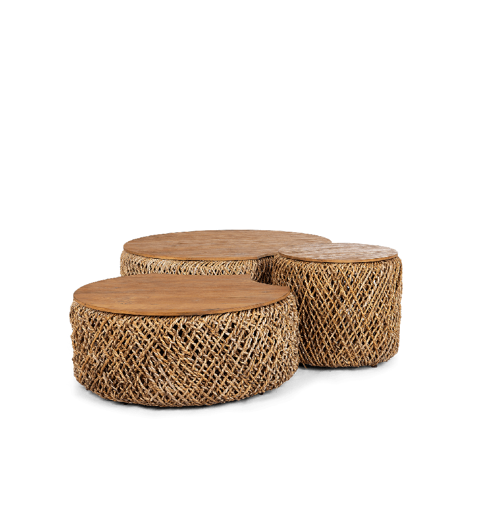 KNUT PADI COFFEE TABLE SET C - L100/80/50  X W97/75/50 - Two Tone