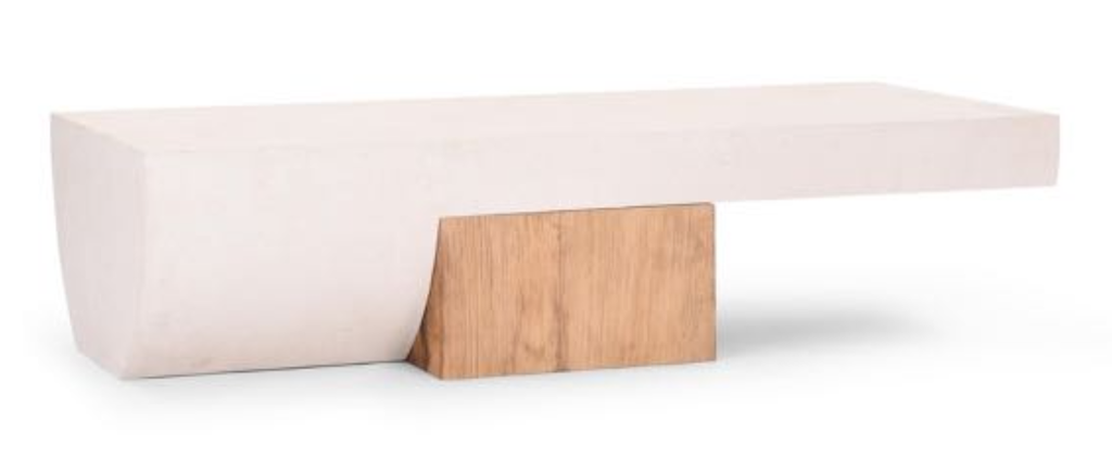 COCHET COFFEE TABLE L150 - White GRC / Teak