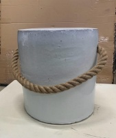 [ST 636140-01-W] MARITIME STOOL WITH ROPE - White