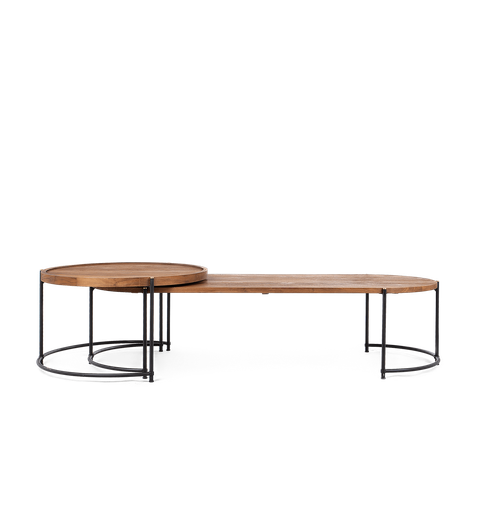 [CC170037] COCO ECLIPSE COFFEE TABLE SET OF TWO - L76/143 X W76/63 - Black and Natural