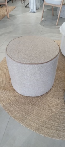 RIO ROUND STOOL D50 - Recycled Grace -  w/loose cover & Piping 5073-79 Velvio Beige TC